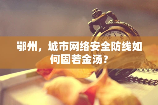 鄂州，城市网络安全防线如何固若金汤？