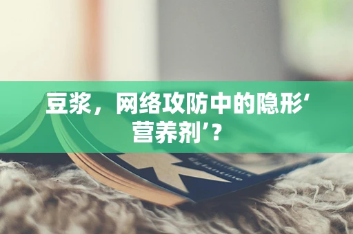 豆浆，网络攻防中的隐形‘营养剂’？