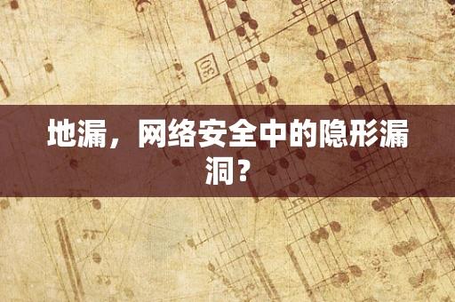 地漏，网络安全中的隐形漏洞？