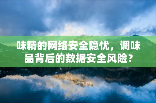味精的网络安全隐忧，调味品背后的数据安全风险？