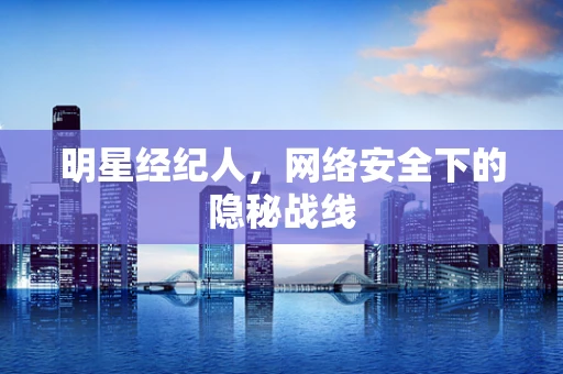 明星经纪人，网络安全下的隐秘战线