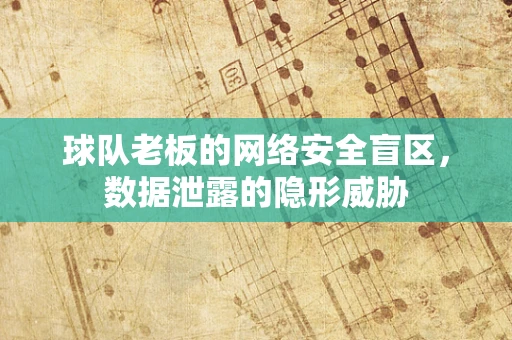 球队老板的网络安全盲区，数据泄露的隐形威胁