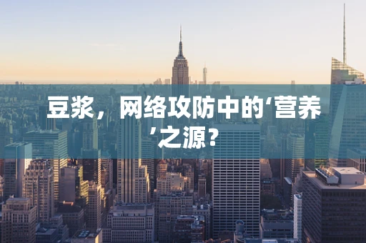 豆浆，网络攻防中的‘营养’之源？