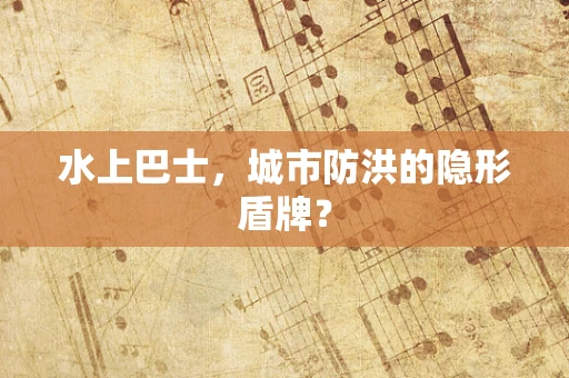 水上巴士，城市防洪的隐形盾牌？